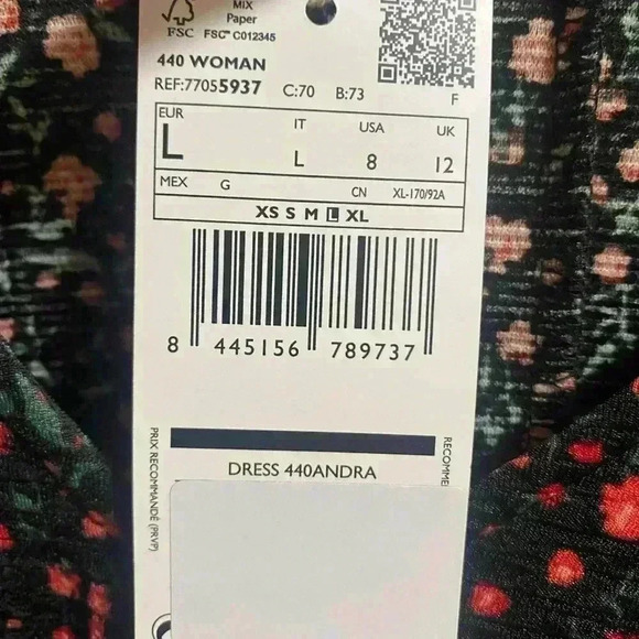 Mango Rose Pattern Ruffle Sleeve Dress Size Large - Picture 4 of 7